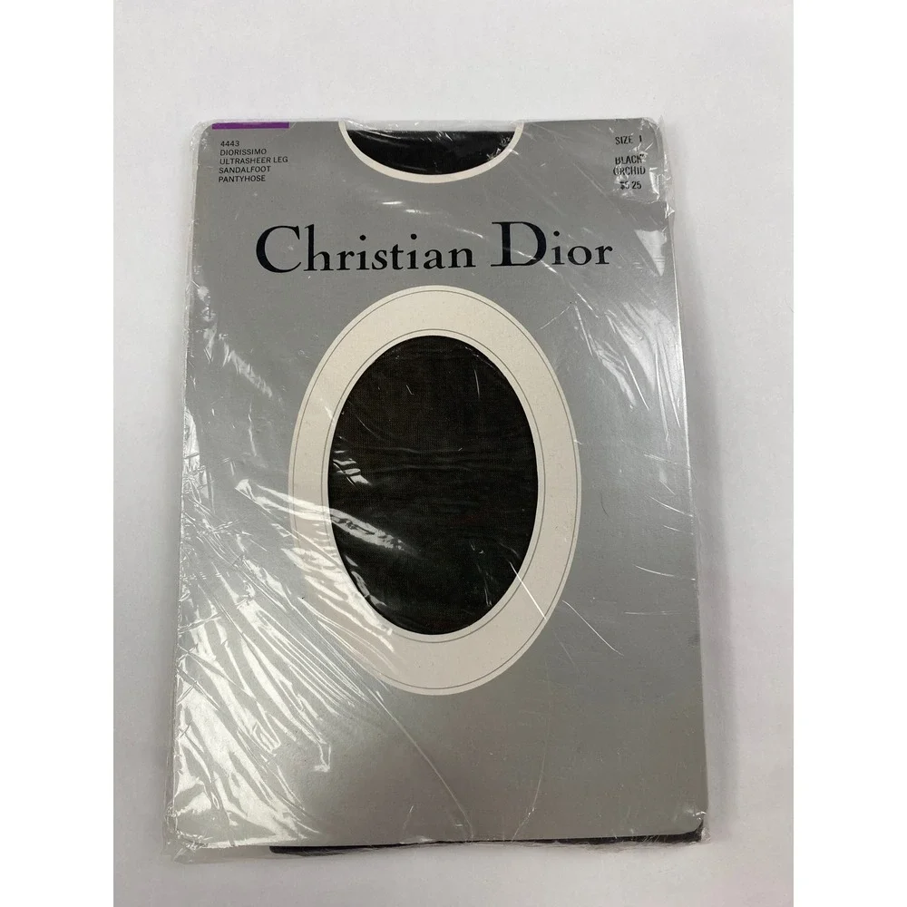 Christian Dior Diorissimo Ultrasheer Sandalfoot Pantyhose Black Size 1 Vintage